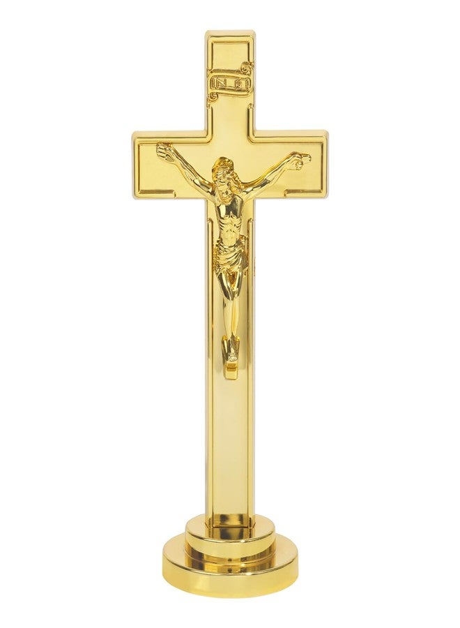 JUXINGDAZYF Crucifix Standing Cross, Plastic Tabletop Wall Hanging Jesus Christ Catholic Cross Crucifix Wall Cross for Home Decor, Devout Gifts (Gold - 7 Inch) - Image 1